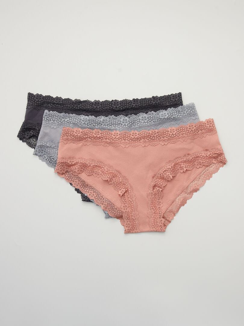 Conjunto de 3 calças culote caneladas - ROSA