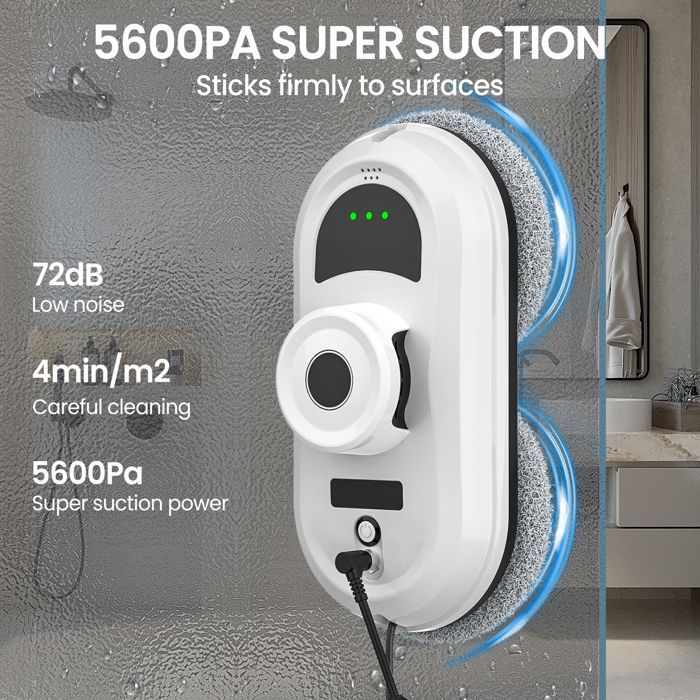 Robot lavavetri da 5600 Pa, aspirapolvere intelligente per la casa, telecomando, anticaduta, lavavetri elettrico