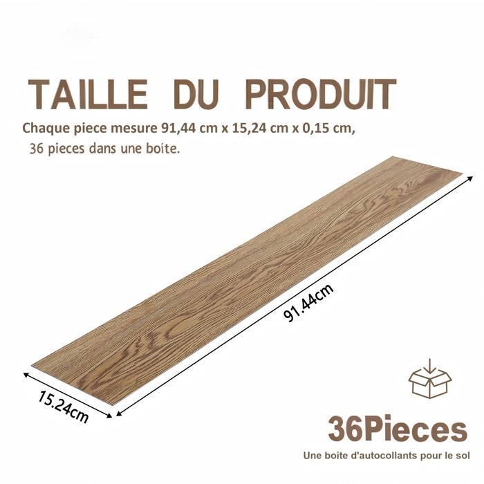 Revêtement de sol PVC - Dalles autocollantes - 5,02 m² - pour Salon - Imperméables - 36 pièces - Couleur Bois