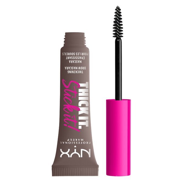 NYX Professional Makeup Thick It. Stick It! Vēsi pelnu brūnas uzacu skropstu tuša<br>