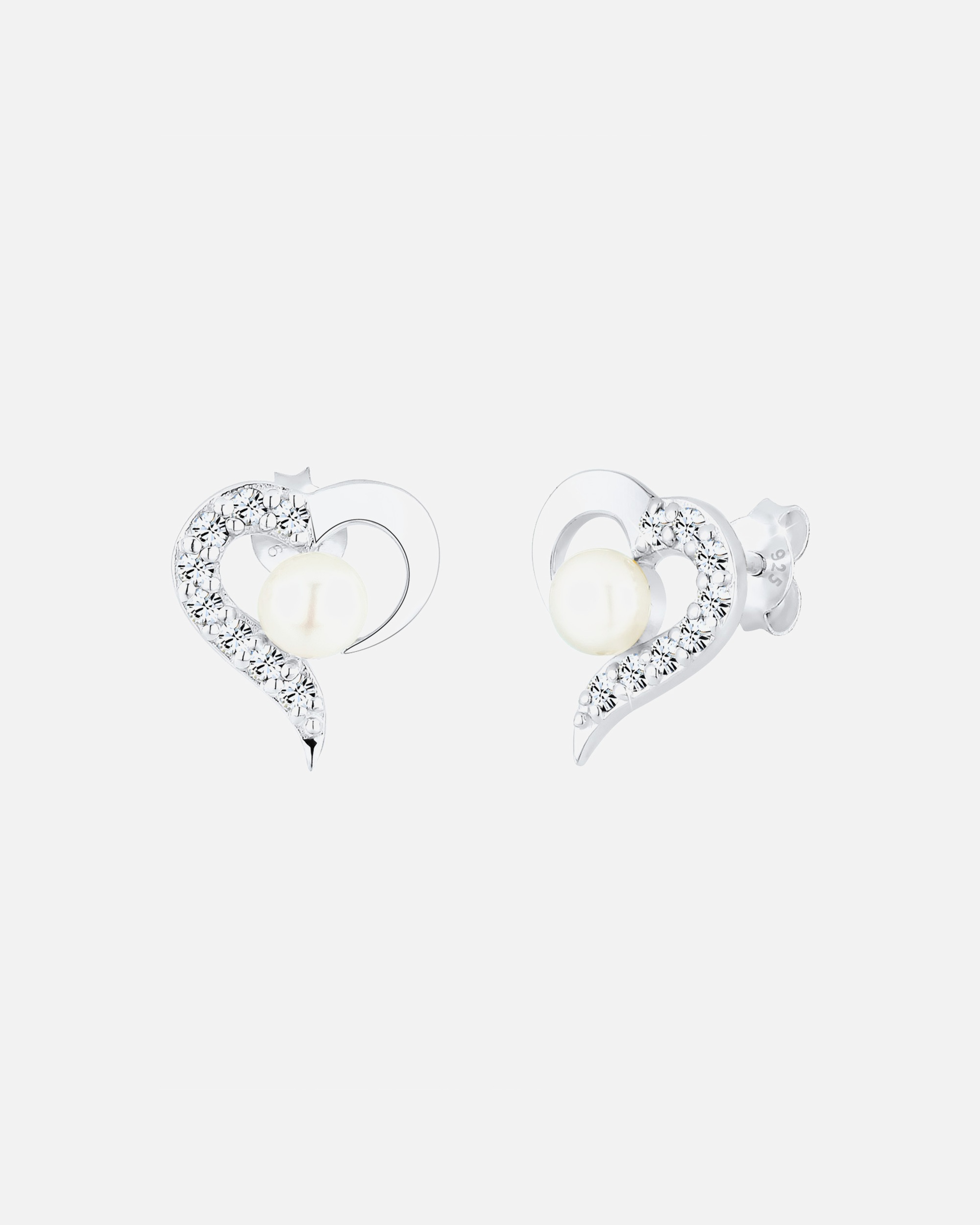 Elli Femmes Motif Cœur Élégant Perles de culture d'eau douce avec cristaux en argent sterling 925