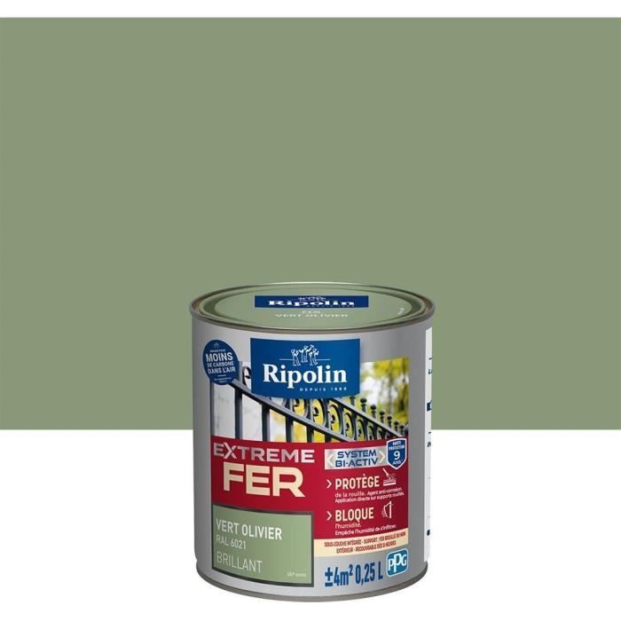 Pintura para exteriores RIPOLIN color hierro - Verde oliva brillante, 0,25 L
