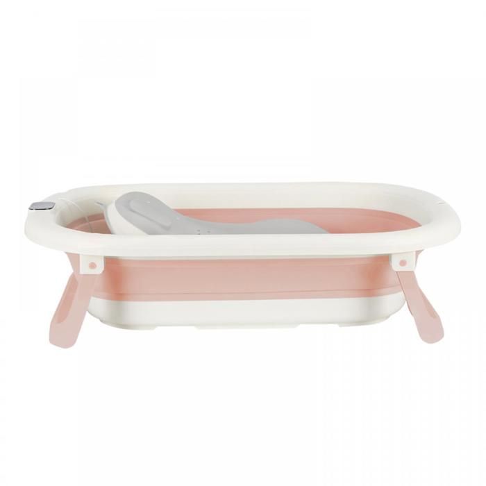YIYI. Bañera plegable para bebé con alfombrilla antideslizante y orificio de drenaje (rosa) 72*45*17cm.