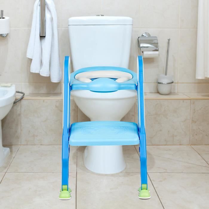 Reductor de asiento de inodoro infantil con escalones y reposabrazos - GOLDCMN - 1-7 años - Blanco - PP + TPR + esponja + PVC
