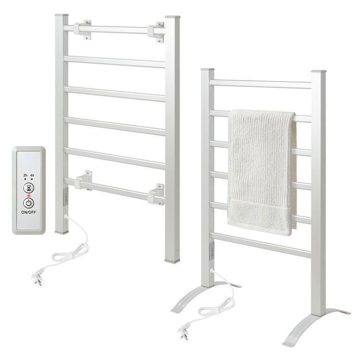 Sèche-Serviettes Électrique Mural avec 6 Barres & Minuterie, Porte Serviettes et Éche-Serviettes Multifonctionnel