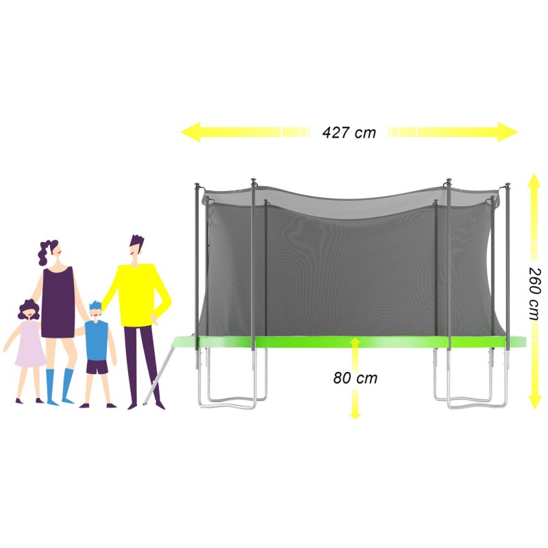 Trampoline 427 cm 14 ft, binnennet, veiligheidsmat en ladder