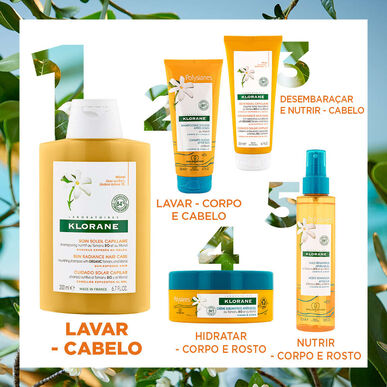 Klorane Tamanu & Monoi Nutri-Repair Sun Shampoo, aurinkosuojashampoo auringolle altistuneille hiuksille, 200 ml