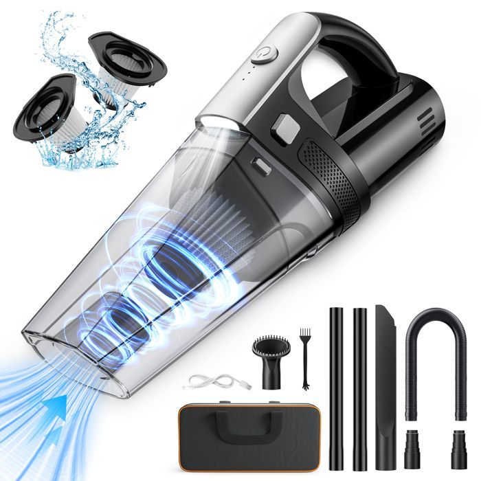 TTLIFE Potente aspirapolvere portatile senza fili da 7500-10000 Pa, potente aspirapolvere per auto con filtro HEPA lavabile, ideale per peli di animali domestici.