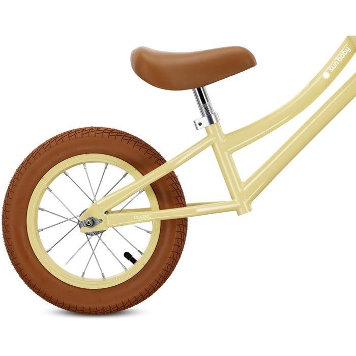 Sun Baby - Classic Balance Bike - 2 Years, max. 30 kg, steel frame, inflatable colored wheels, adjustable saddle - Yellow