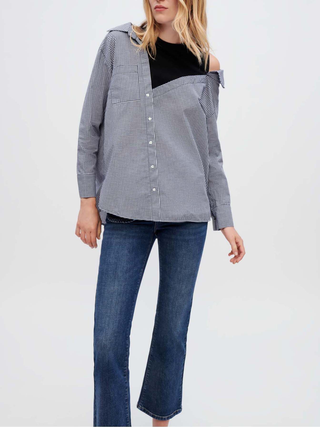 Trompe l'oeil blouse - Marine / Ecru