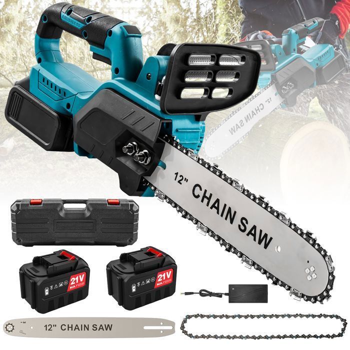 Motosierra - Motosierra inalámbrica de 12 pulgadas - 1500 W - Compatible con baterías Makita - Capacidad de corte de 30 cm - Autonomía de 40 minutos