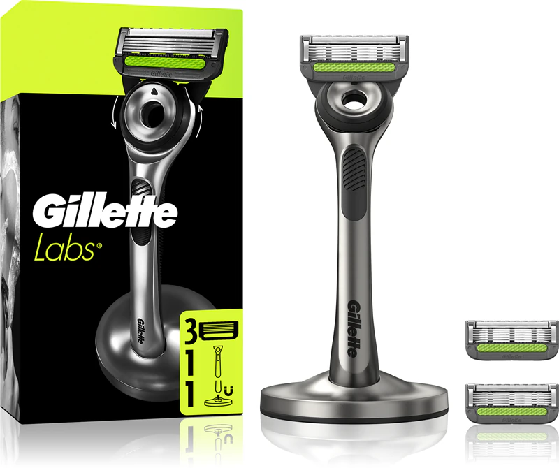 Aparelho de barbear Gillette Labs com suporte + lâminas sobressalentes