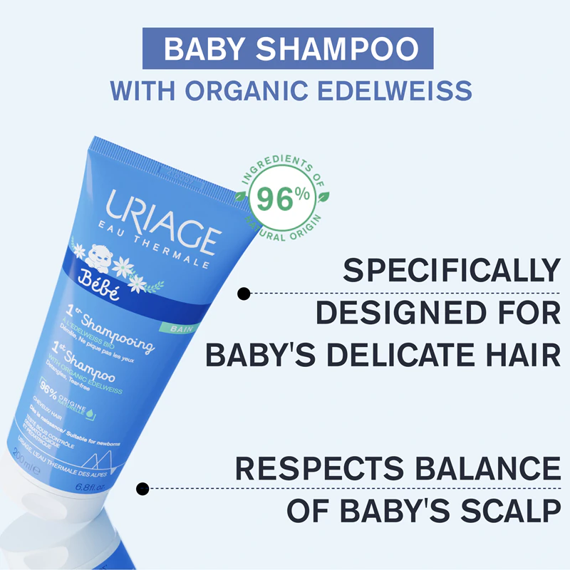 Uriage Bébé 1st Shampoo ist ein mildes Shampoo für Kinder, das das Haar leicht entwirrt.