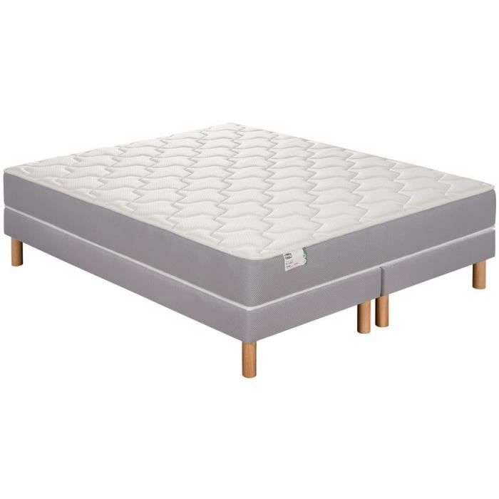 Conjunto de colchón y base de cama SIMMONS de 90 x 190 cm y 22 cm de altura - Muelles ensacados Fullspring - Fabricado en Francia - R-SW1
