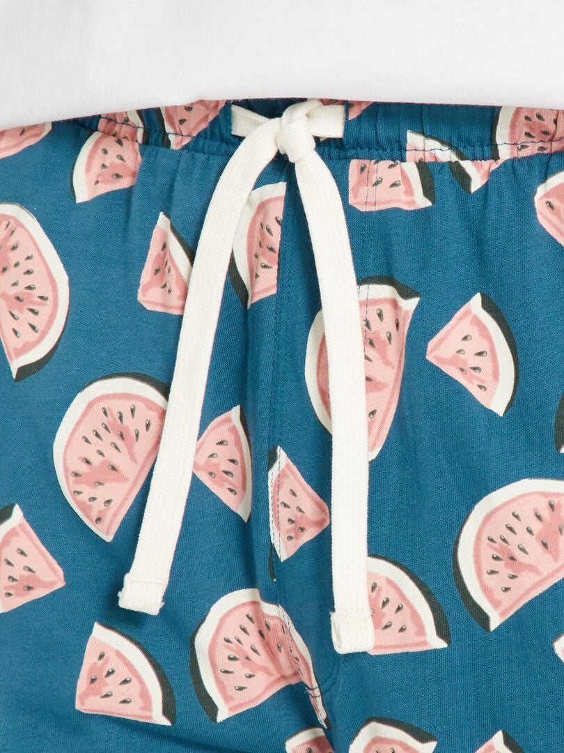Conjunto de pijama curto com estampa de melancia - AZUL