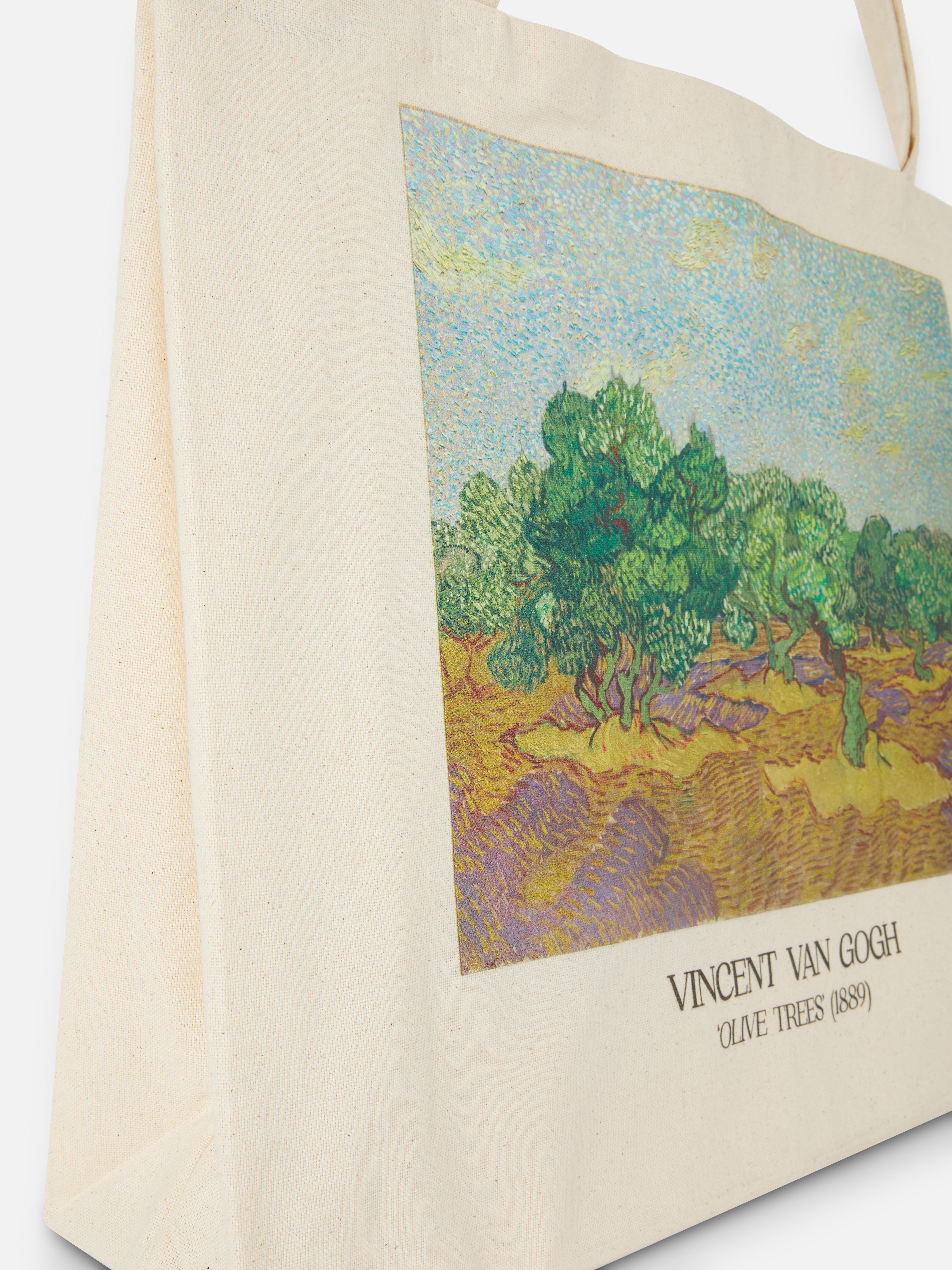 Geantă tip sac de pânză Vincent van Gogh cu măslini O geantă lată din pânză cu un imprimeu al tabloului „Măslini” de Van Gogh