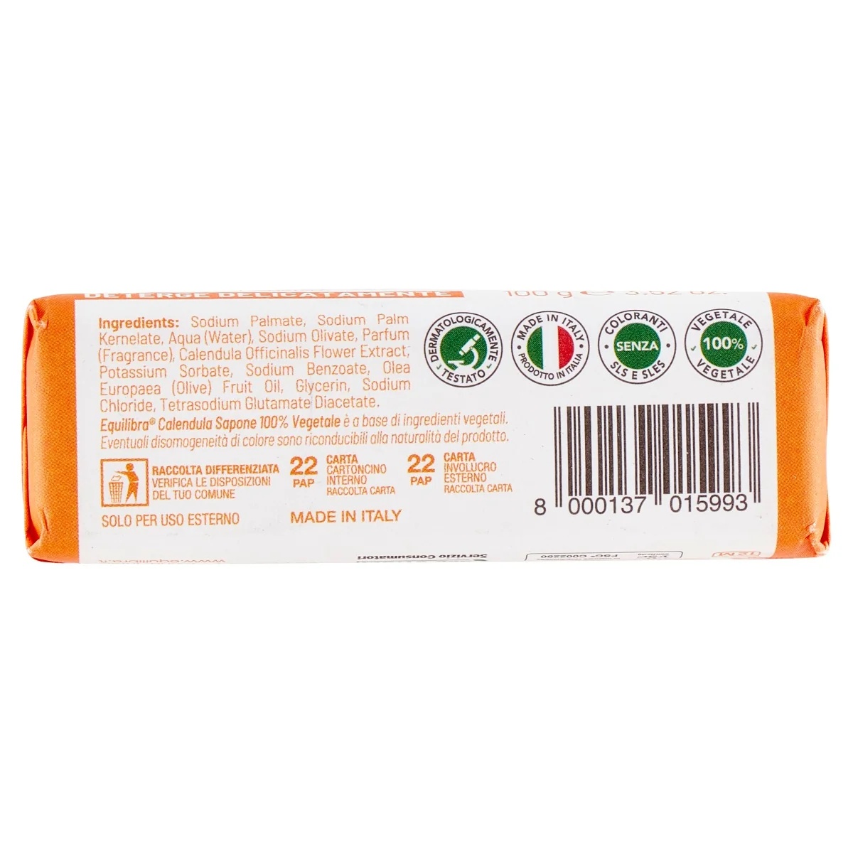 Savon aux herbes EQUILIBRA Equilibra Calendula 100 g Testé dermatologiquement