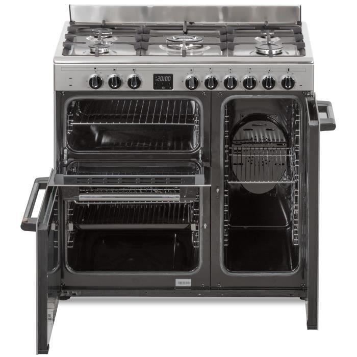Continental Edison CECP903FIX gasfornuis met 3 elektrische ovens, 5 branders - Roestvrij staal - 90 cm breed