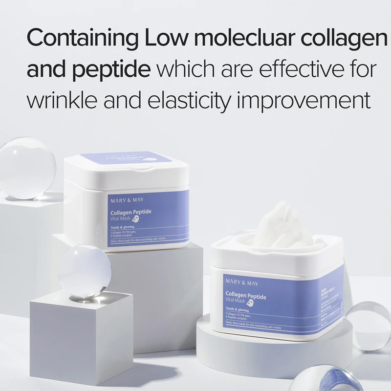 Mary&May Collagen Peptide Vital Mask -ryppyjä ehkäisevä kangasnaamiosetti