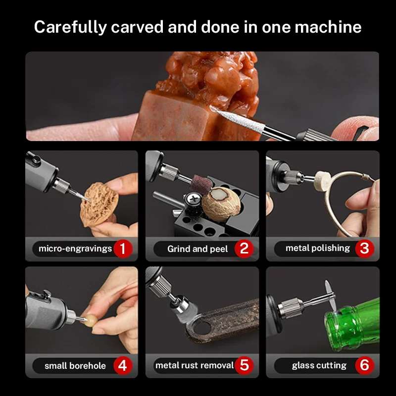 Zten Mini Handheld Rotary Tool Combo for Polishing and Carving, Electric Engraving Kit for Jewelry Making and DIY Projects