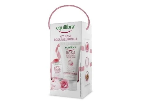Equilibra Hyaluronic Rose body set voor een gladmakend en hydraterend effect.