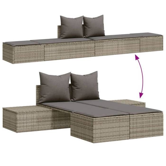 Lettino prendisole doppio vidaXL con cuscini, seduta da patio, lettino da giardino per balcone, terrazzo, cortile, 368391
