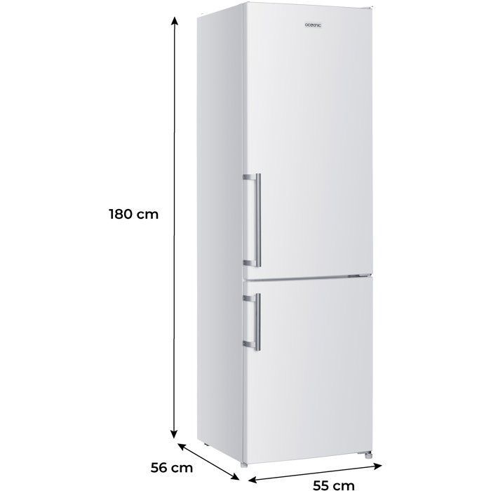 Réfrigérateur combiné - OCEANIC - OCEAFC262STDW - 262 L - Classe D - 55 x 56 x 180 cm - Blanc
