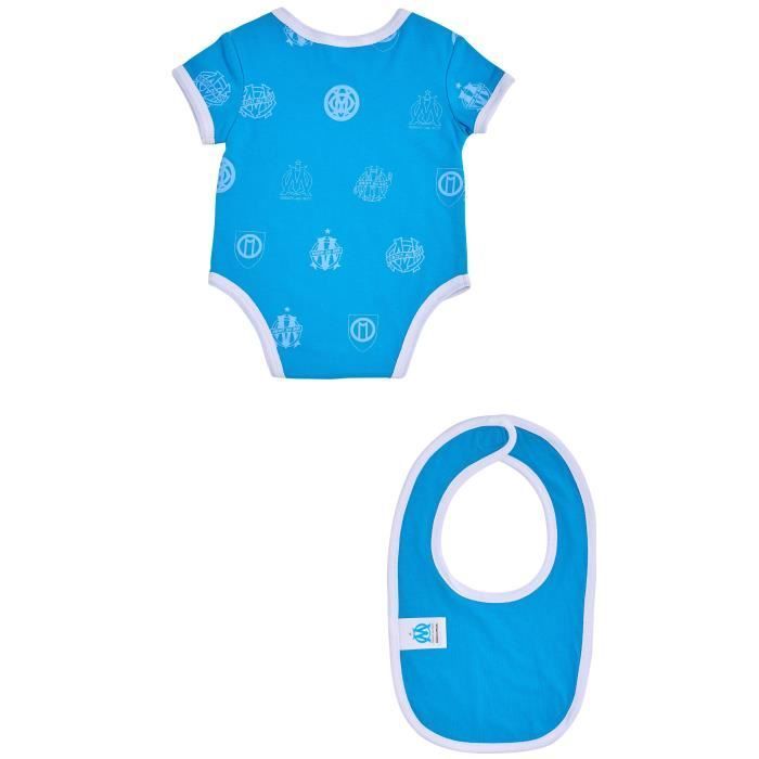 Body bavoir bébé - OLYMPIQUE DE MARSEILLE - OM - Coton - Bleu - Garçon
