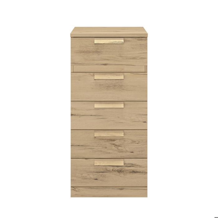 Cómoda de 5 cajones - Natural Ancho: 48 Alto: 102 Profundidad: 45 - Acabado blanqueado - Cyrus -