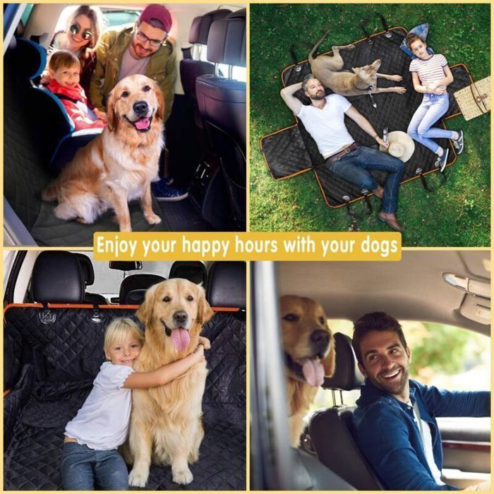 Funda para asiento de coche para perros - PZCC - 100% impermeable - 6 capas - Extragrande 152x163 cm - Diseño con cremallera dividida