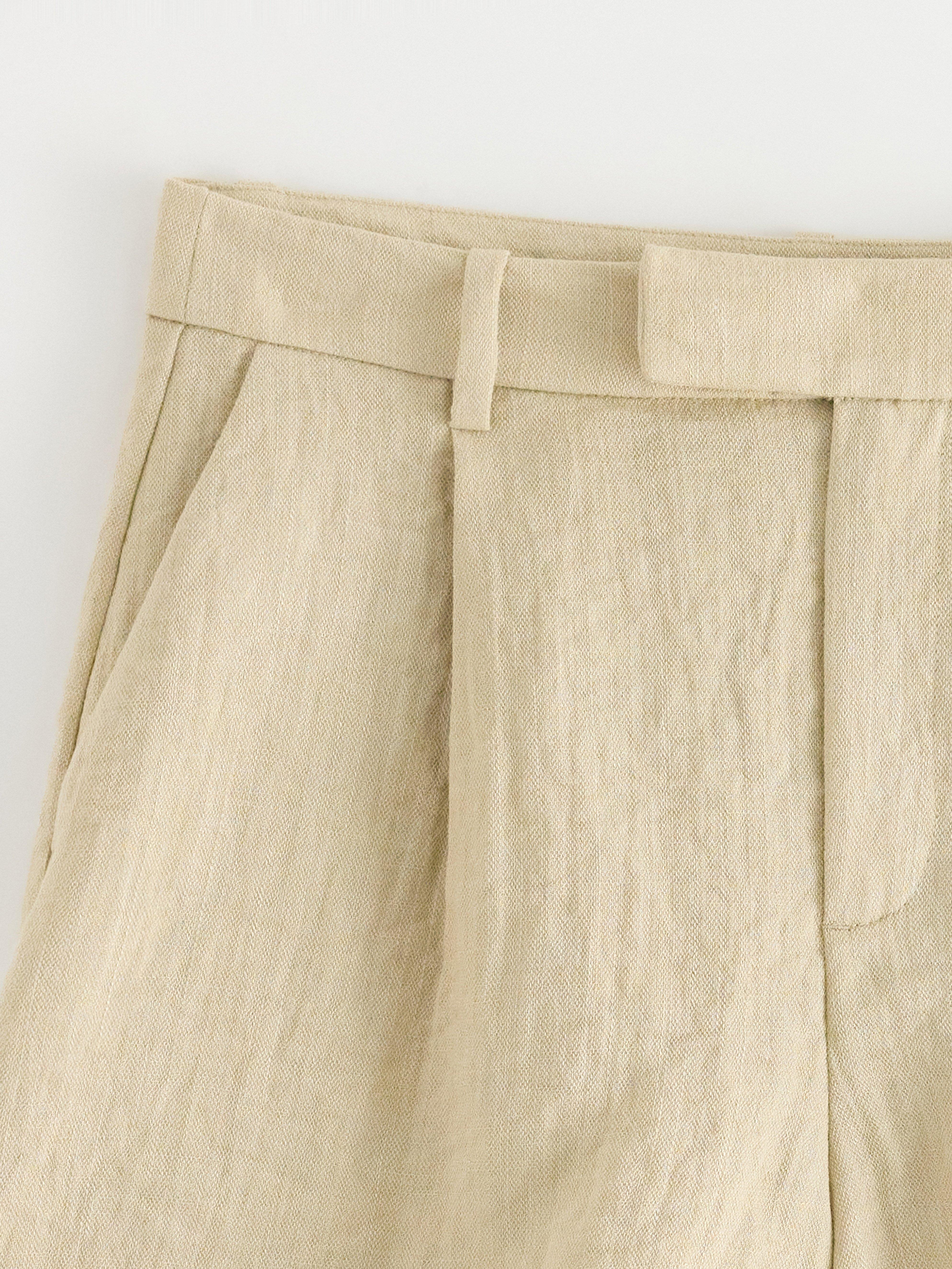 Calções em mistura de viscose bege