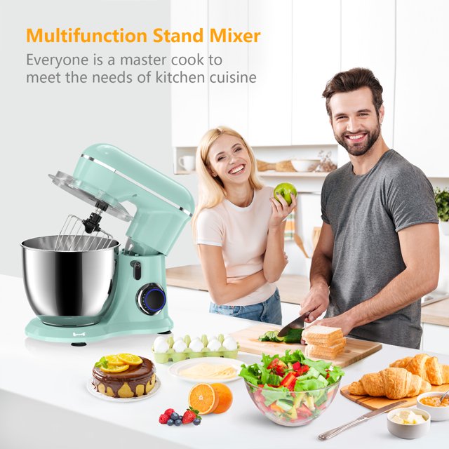 Samsaimo álló mixer, 6,5-QT 660W 10 sebességes dönthető fejű ételmixer, konyhai elektromos mixer tállal, dagasztóhoroggal, keverővel, habverővel a legtöbb otthoni szakácshoz