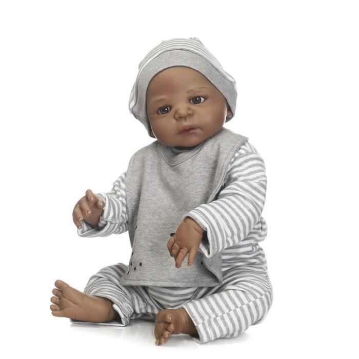 Boneco Reborn OLALI de Silicone Preto, Menino, 55cm - Brinquedo Realista de 22 Polegadas