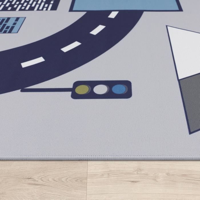 Alfombra infantil, tapete de juegos para habitaciones infantiles, cajas y calles inflables, gris [240x340 cm]
