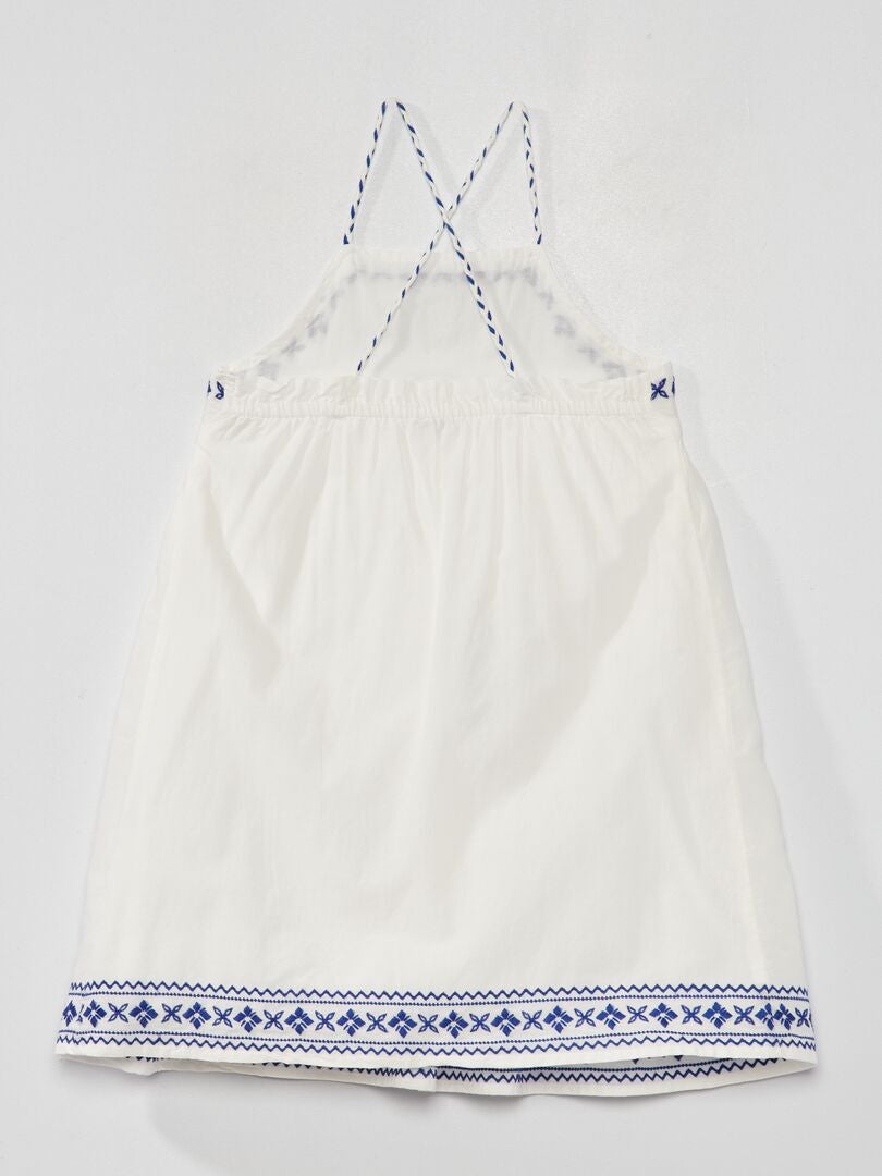 Jurk met wijde rok - wit/blauw