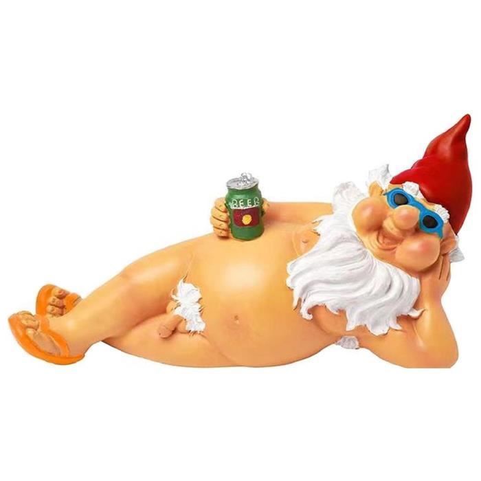 ZERONE Statue de Jardin Nain Goblin Rigolo en Résine pour Décoration Jardin