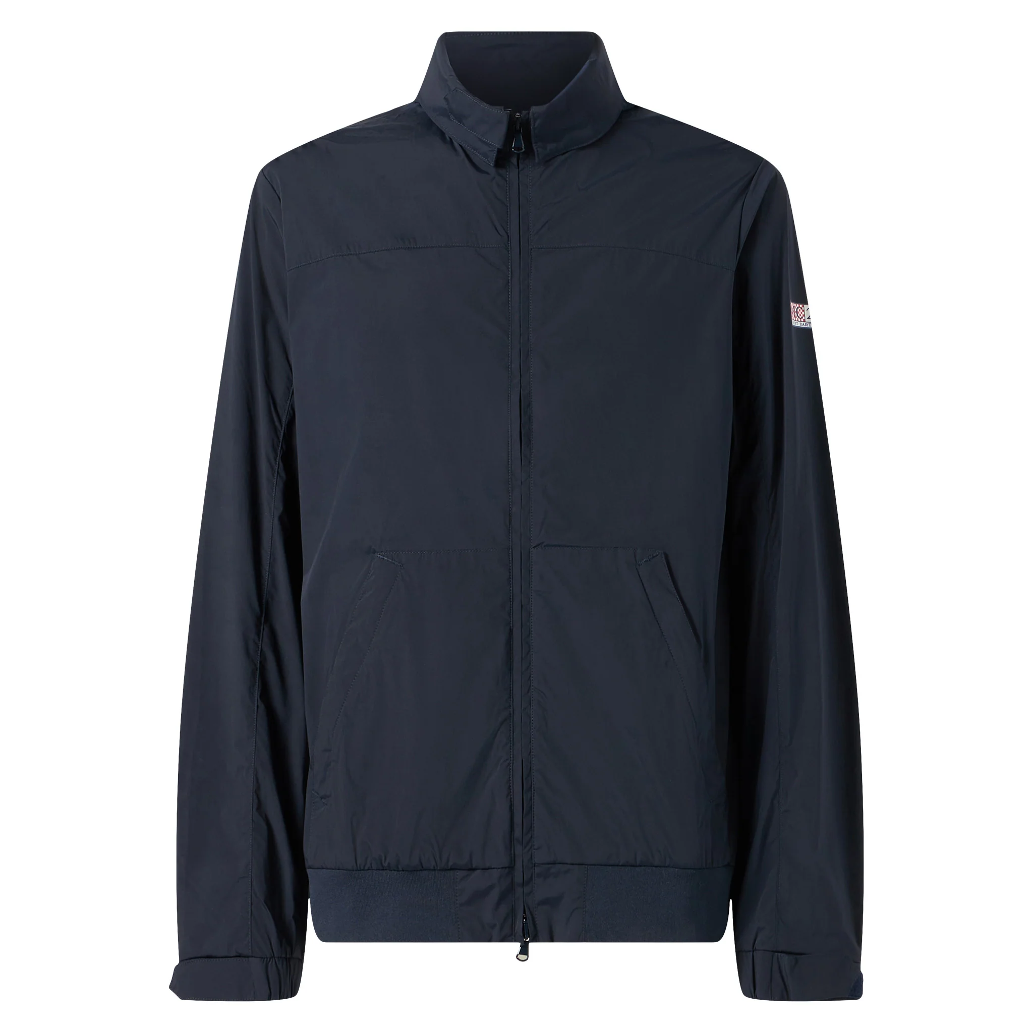 Jaqueta corta-vento azul marinho com zíper e peso médio