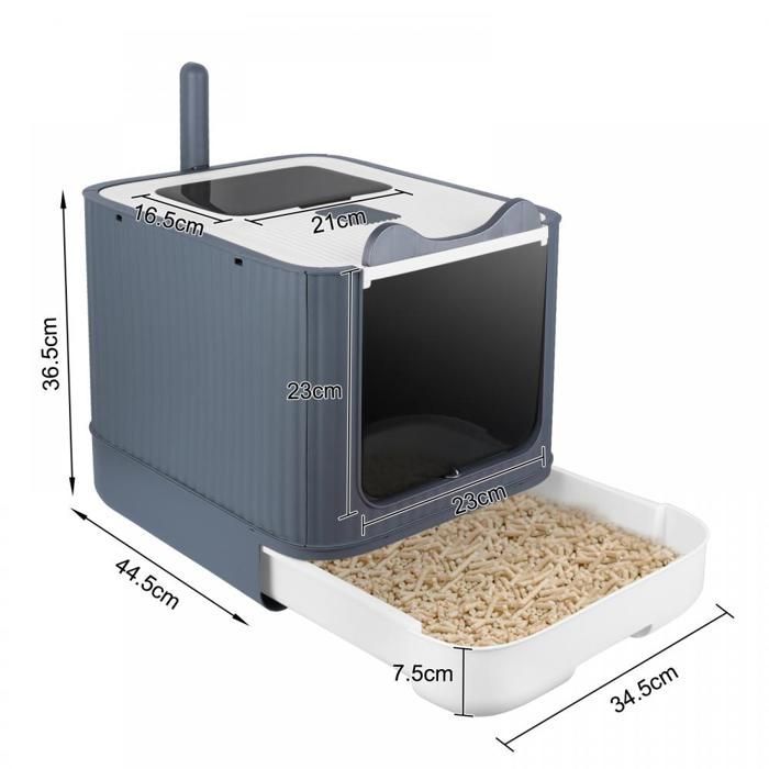 JEOBEST Gesloten kattenbak, kattentoilet, 44,5*36,5*34,5 cm, met handvat en schepje