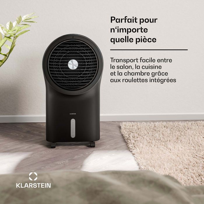 Ventilador enfriador de aire Klarstein Whirlwind - 320 m³/h - 6 l - 30 m² - 3 modos - Control remoto - Modo nocturno