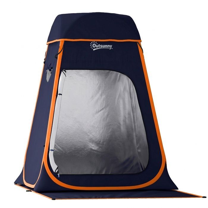 Shower tent - Outsunny - pop-up, foldable - removable roof and windows - polyester - 152 x 152 x 200 cm - dark blue