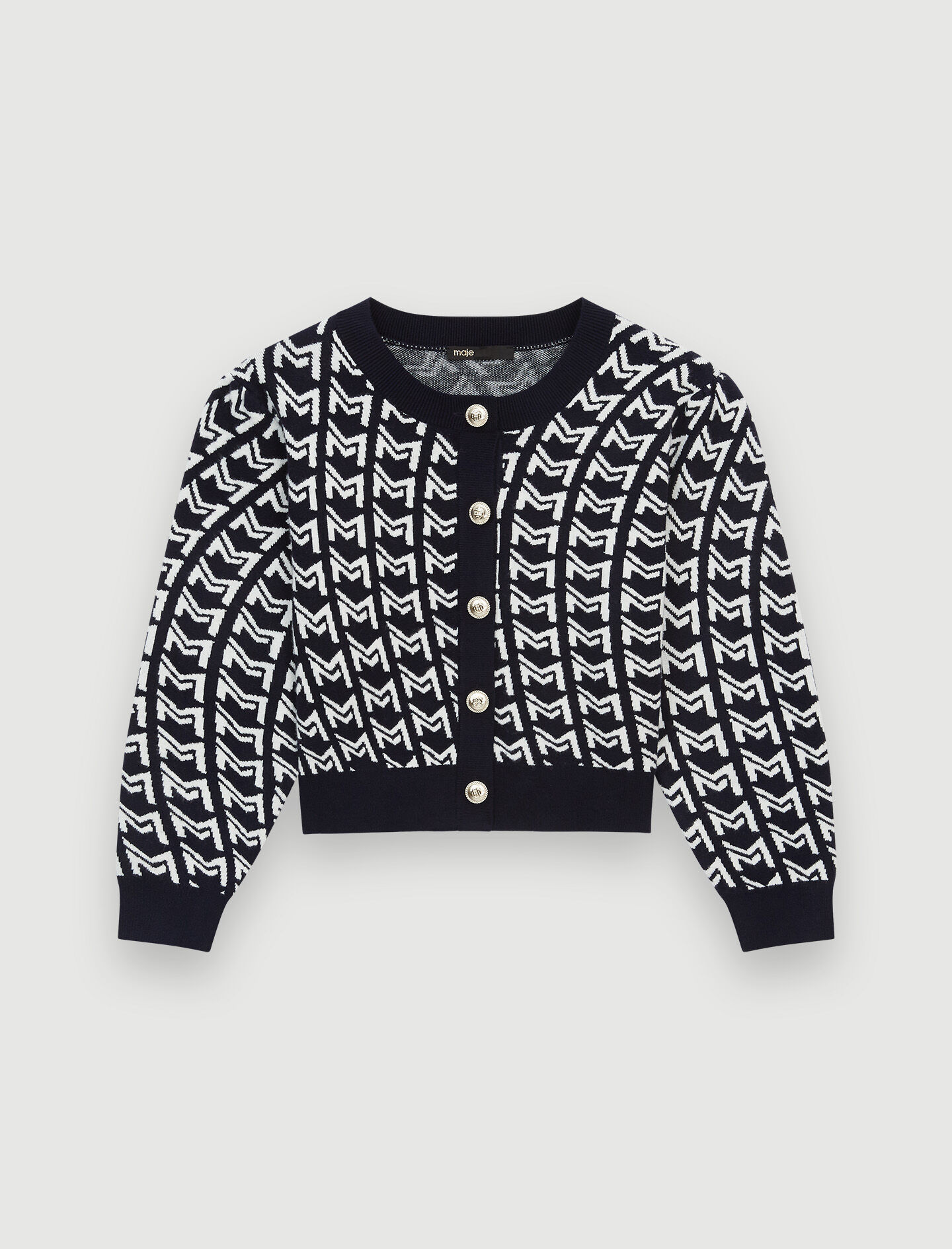 Jacquard vest met monogram - Marineblauw