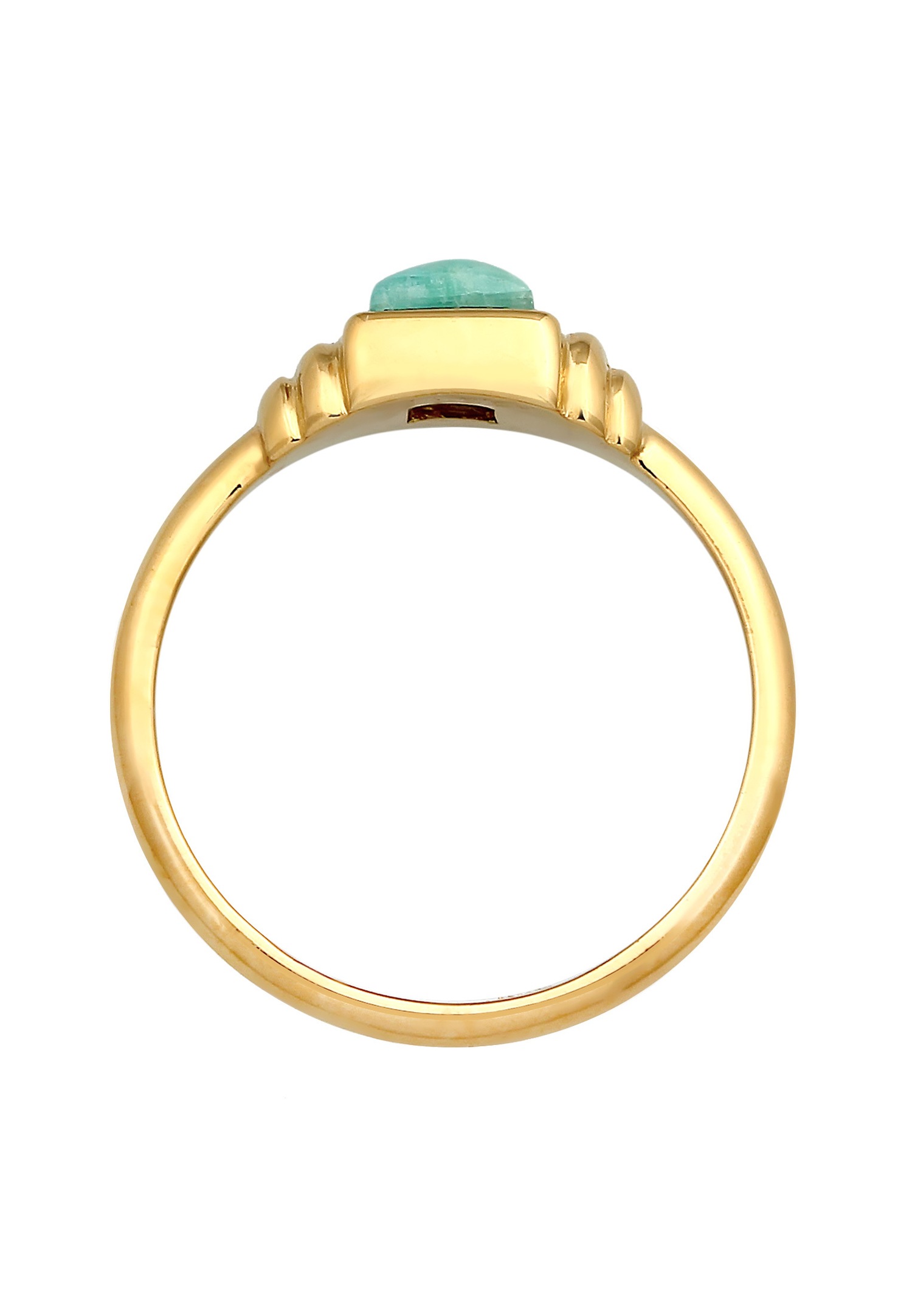 Elli PREMIUM Elli PREMIUM Bague Femmes Solitaire Vintage Carré Simple avec Amazonite en argent sterling 925 plaqué or