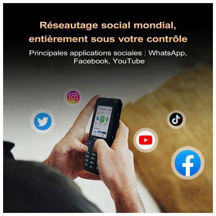 HAMTOD H6 Téléphone Portable Robuste 4G Sénior, 3Go + 32Go, 2.83