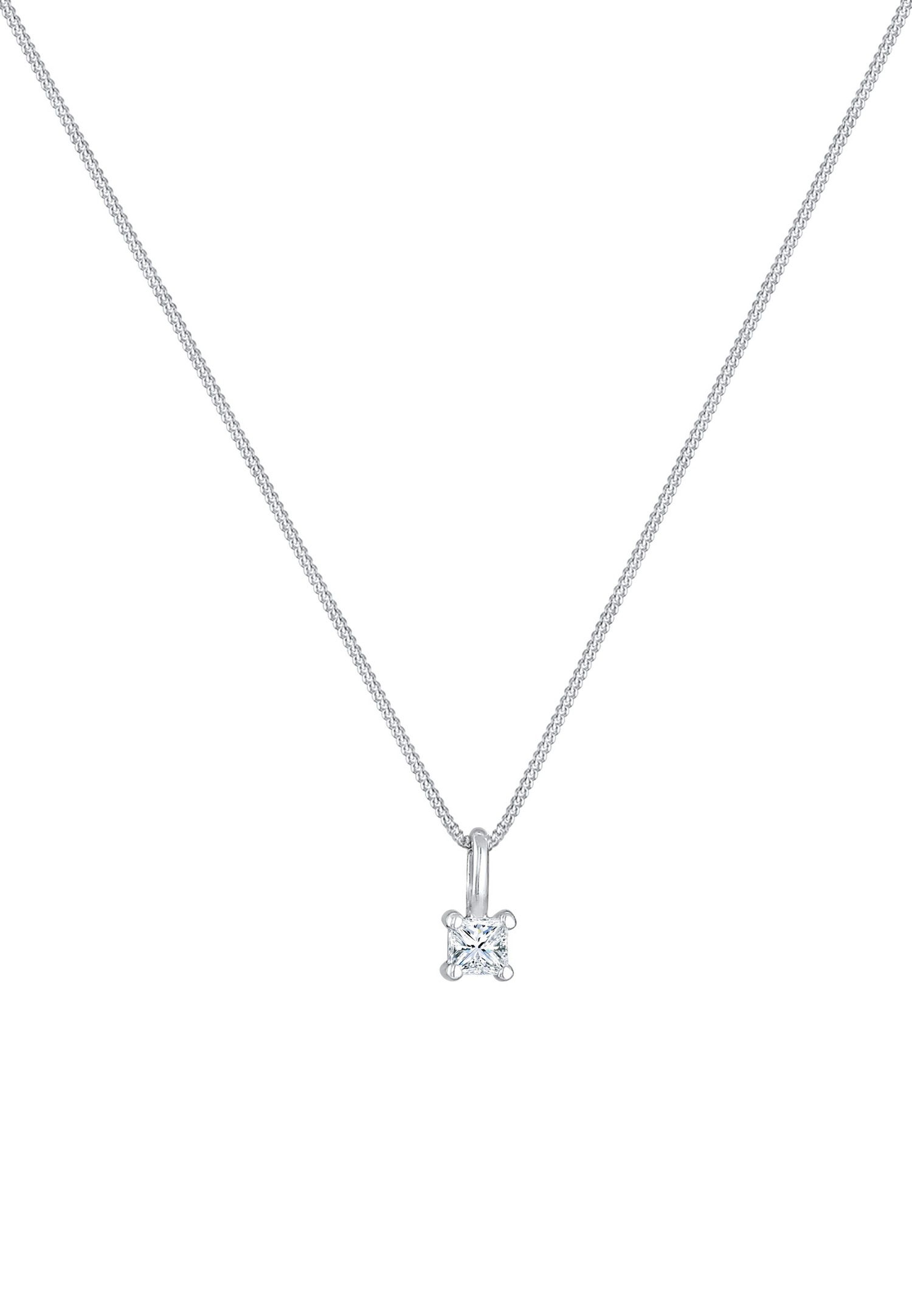 Elli DIAMONDS Femmes Solitaire Pendentif Quadrilatère Élégant avec Diamant (0.1 ct.) en argent sterling 925