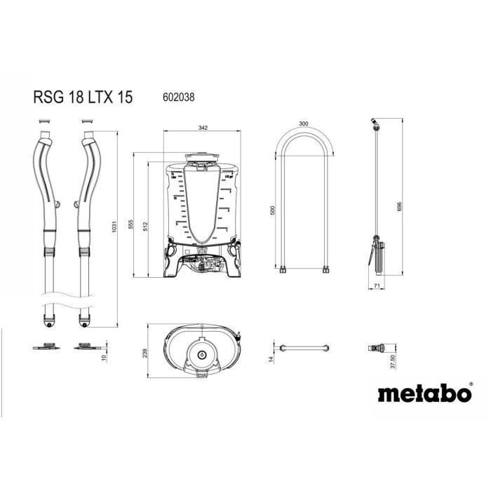 Pulverizador inalámbrico - METABO - RSG 18 LTX 15 - 18 V - Caja de cartón