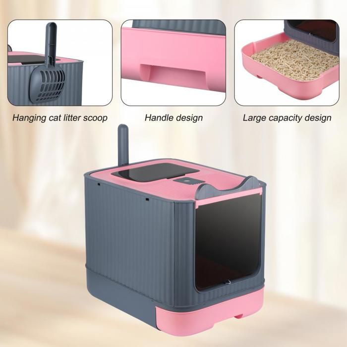 JEOBEST Bac à Litière Fermé pour Chat - Maison de Toilette  à Filtre Charbon Anti-Odeurs - Capacité de Charge 15kg