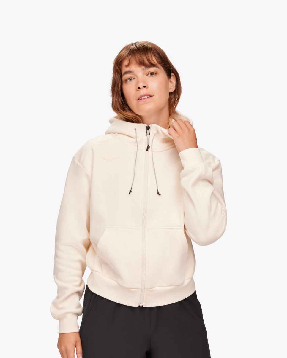 HOKA HOKA Essential Full Zip Hoodie Eggnog