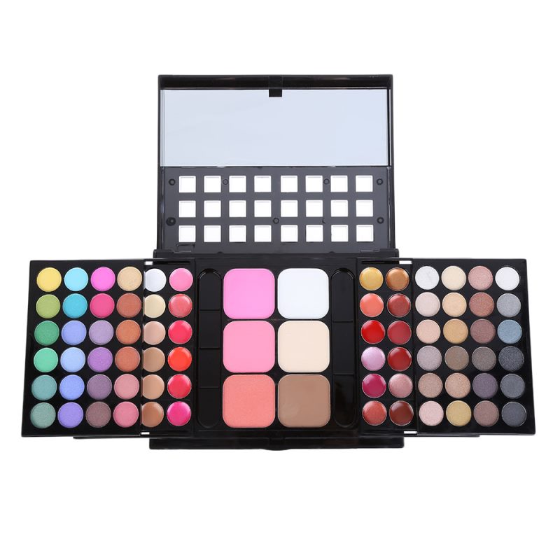 Palette de maquillage cosmétique 78 couleurs, comprenant fards à paupières, gloss, blush, correcteur, poudre illuminatrice et kit de maquillage tout-en-un avec miroir.