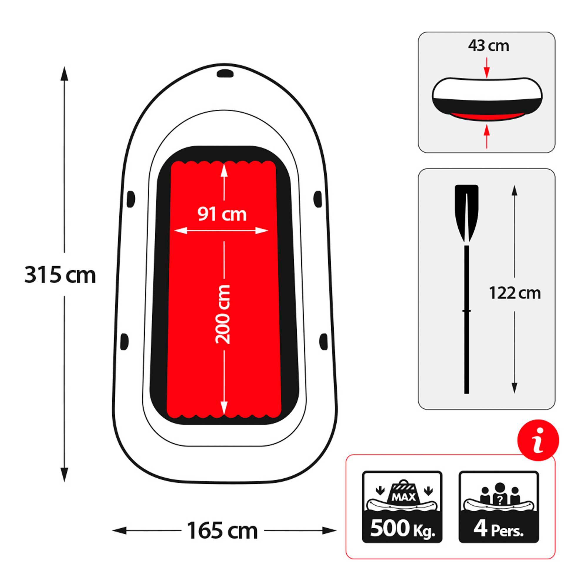 Intex Excursion 4 Inflatable Boat with 2 Oars 315x165x43 cm