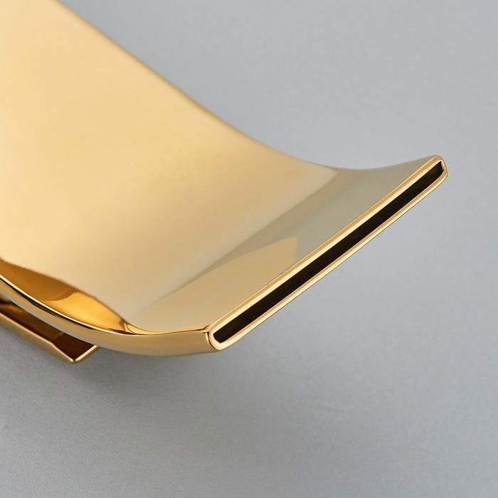 Rubinetto miscelatore per lavabo a cascata in ottone spazzolato color oro - Acqua calda e fredda disponibili